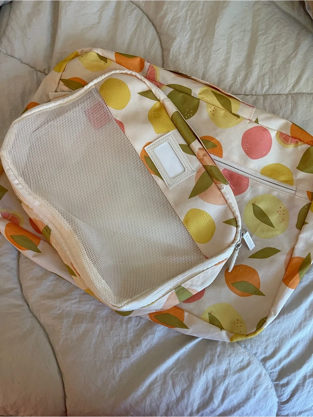 CalPak set of 2 Fruit-Print Travel organizer bags- Peach & Yellow